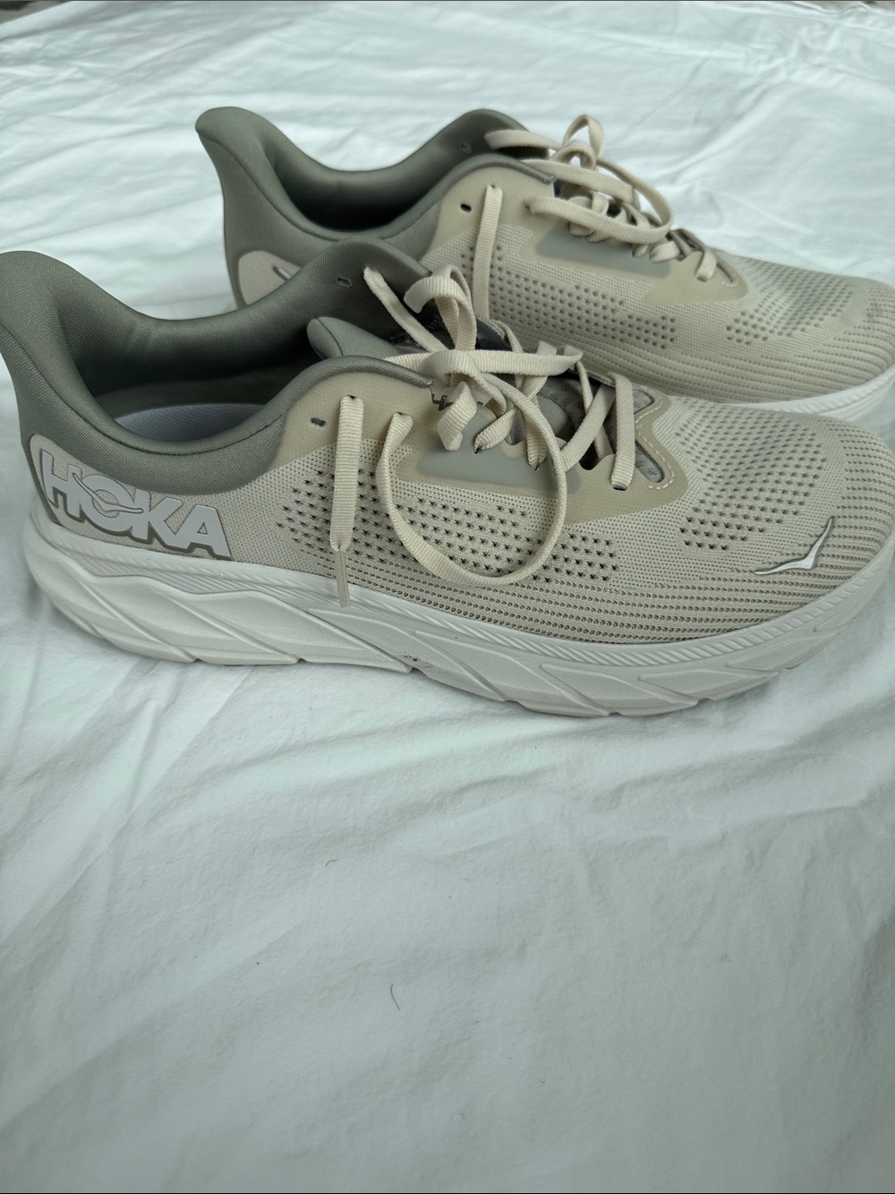 Hoka Beige and Light Gray Women's Running Sneakers